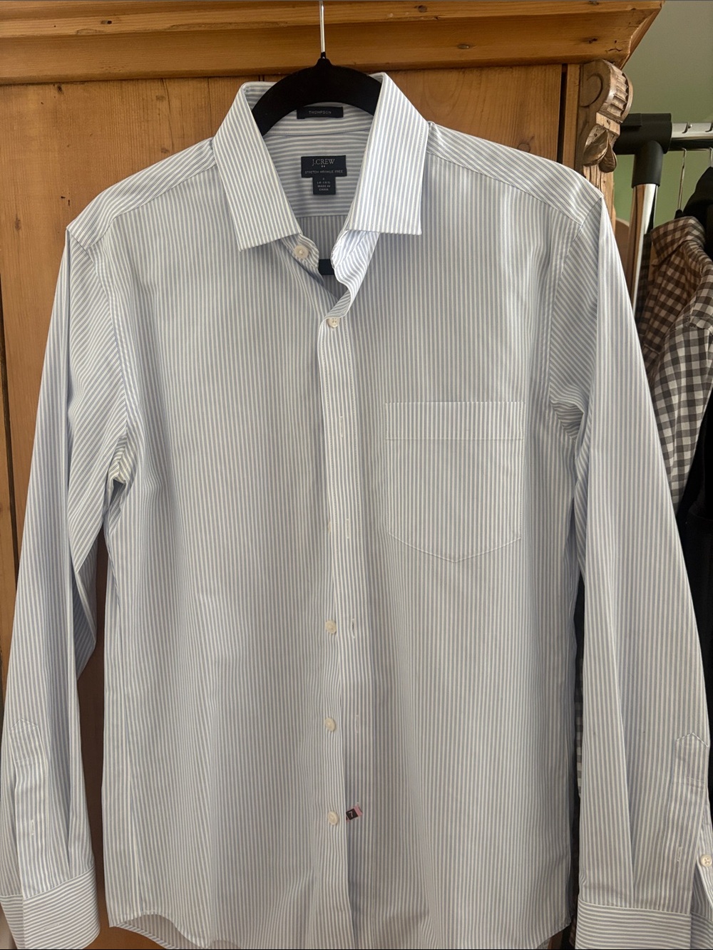 J. Crew Men’s Light Blue and White Pinstripe Dress Shirt